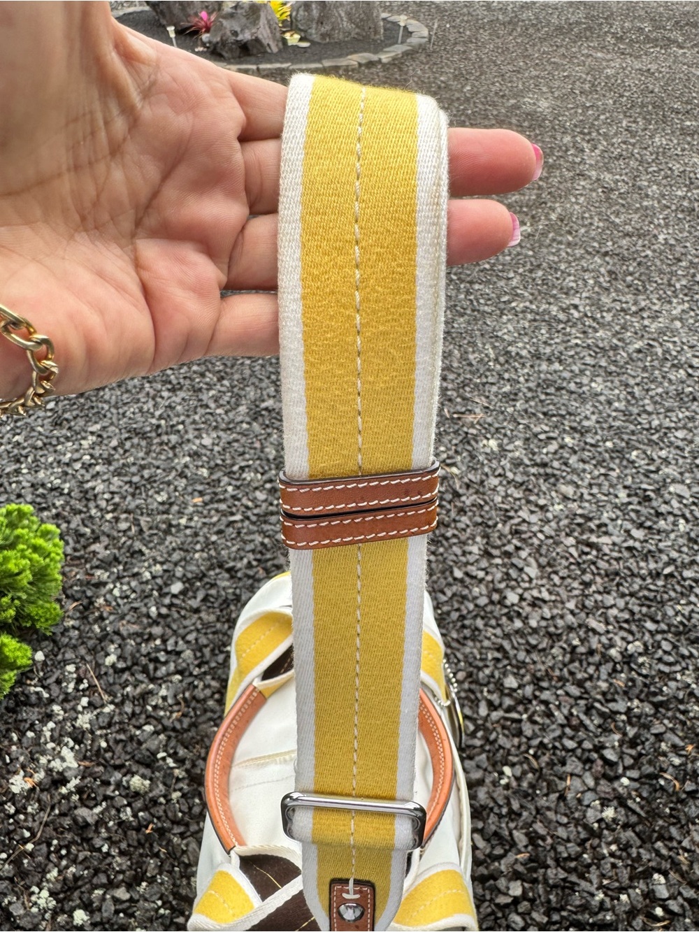 Coach White & Yellow Leatherware Convertible Duffel Satchel Crossbody Bag 2006 - Picture 4 of 14